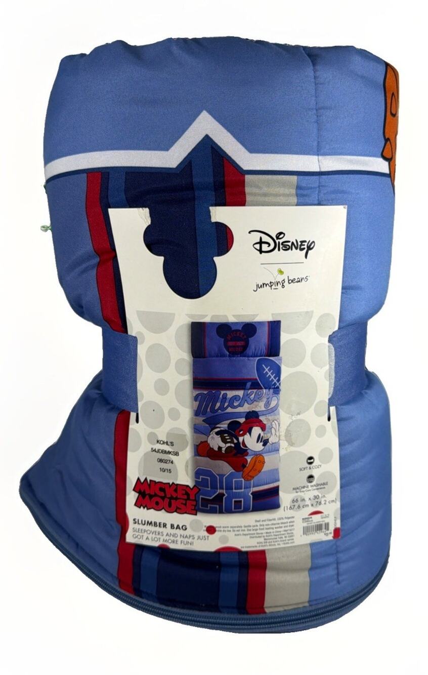 Disney - Jumping Bean - Mickey Mouse Football Slumber Sleeping Bag - New - Read